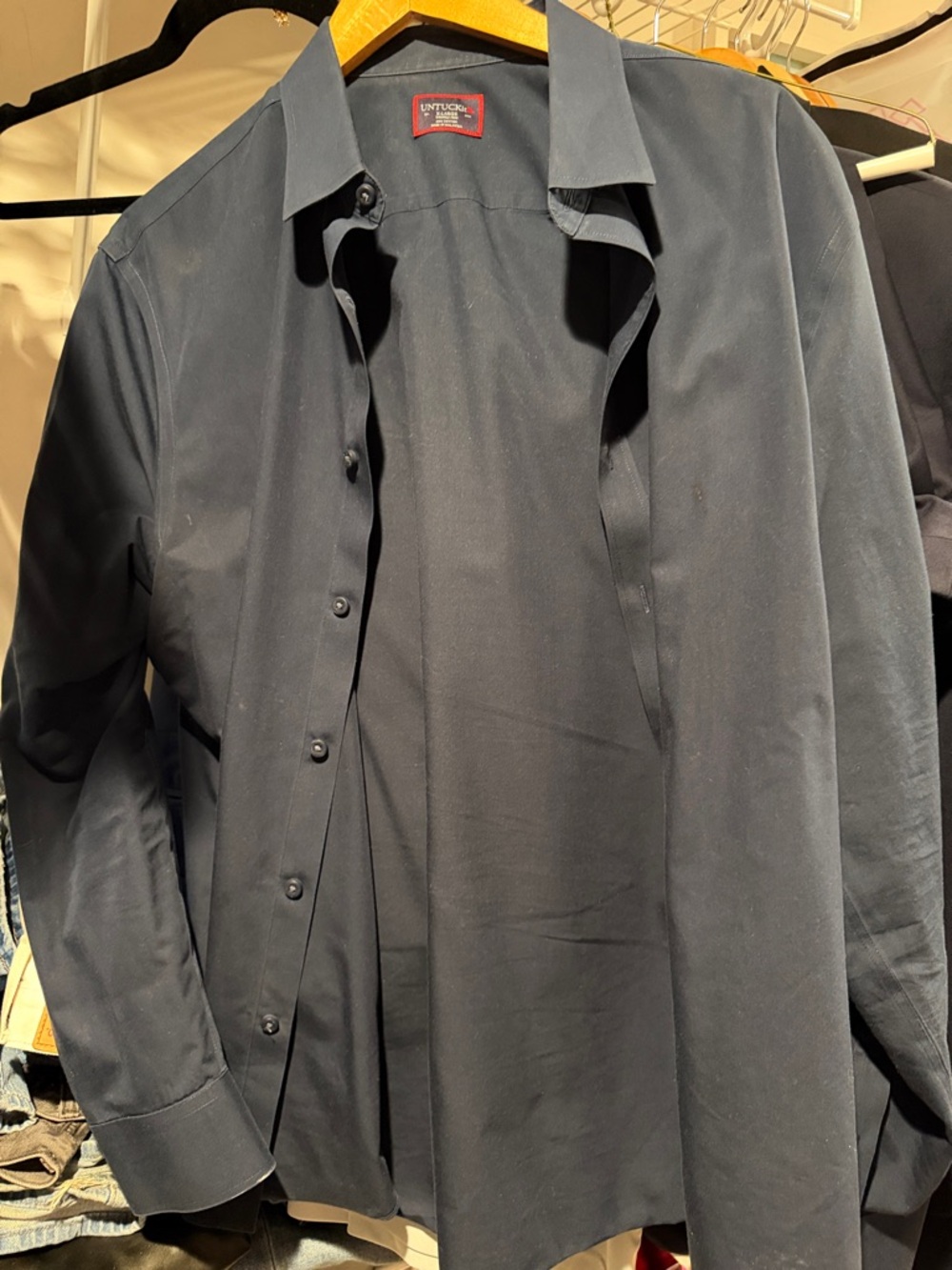 UNTUCKit Men's Navy Blue Long-Sleeve Dress Shirt